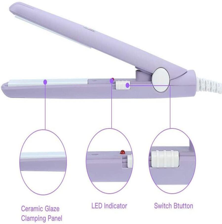 Lightweight Portable Mini Hair Straightener -  1 Pcs with Medium Heat and Dual Speed Settings